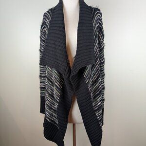Romeo and Juliet Open Cardigan Winter Striped Sweater w/ Sparkle Sequins L NWT